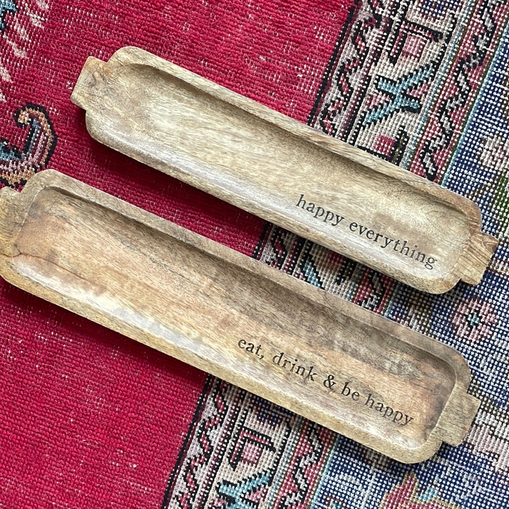 NWOT Two Mudpie decorative wooden trays